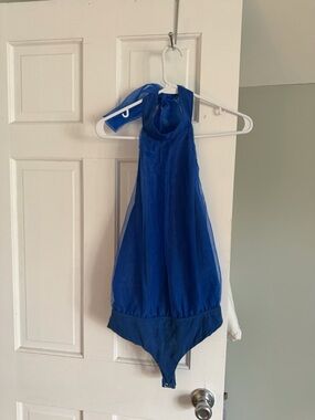 Vici Royal Blue Open Back, Mockneck Bodysuit